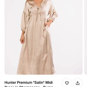 Hunter Premium Satin Midi Dress in Champagne